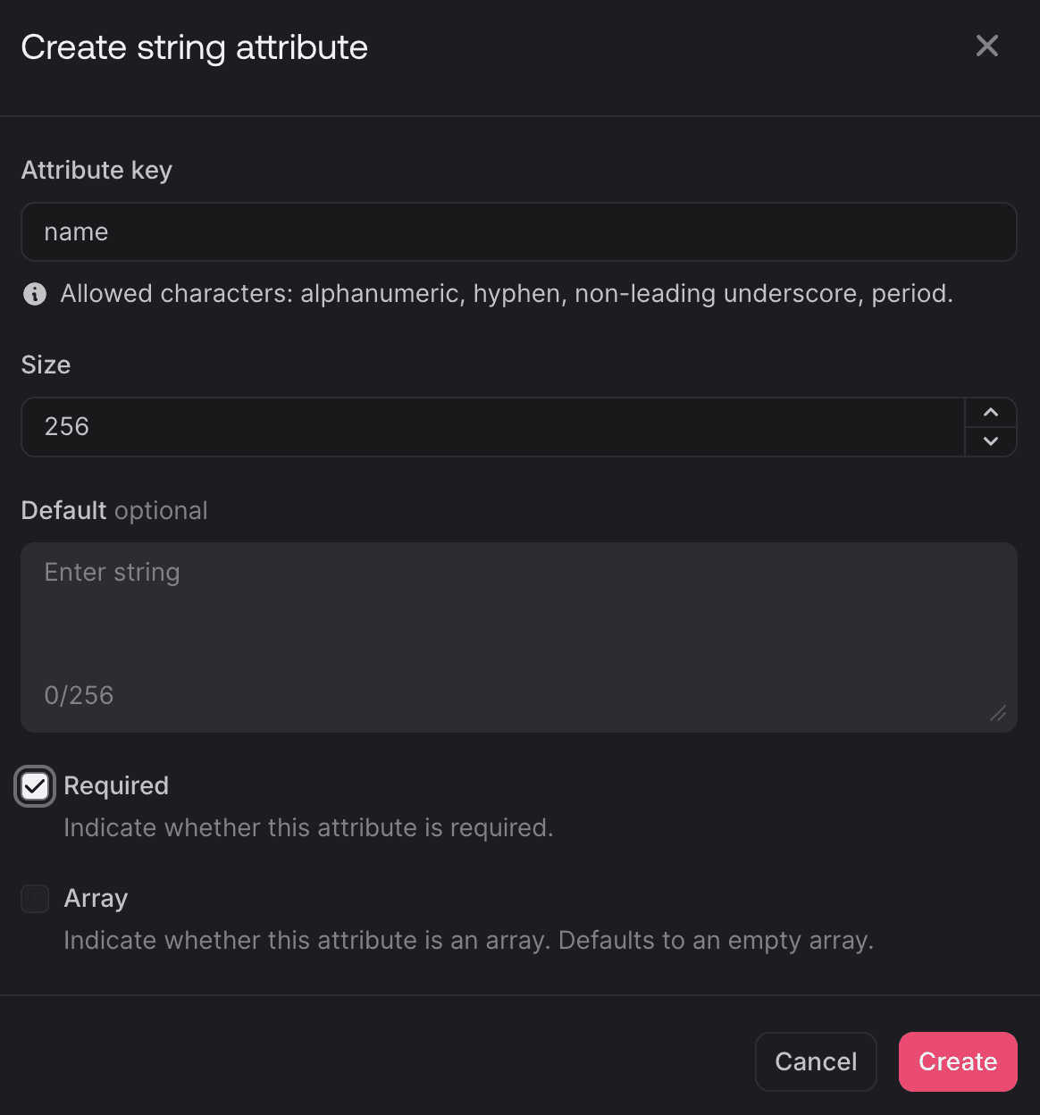 Create string attribute (Appwrite)