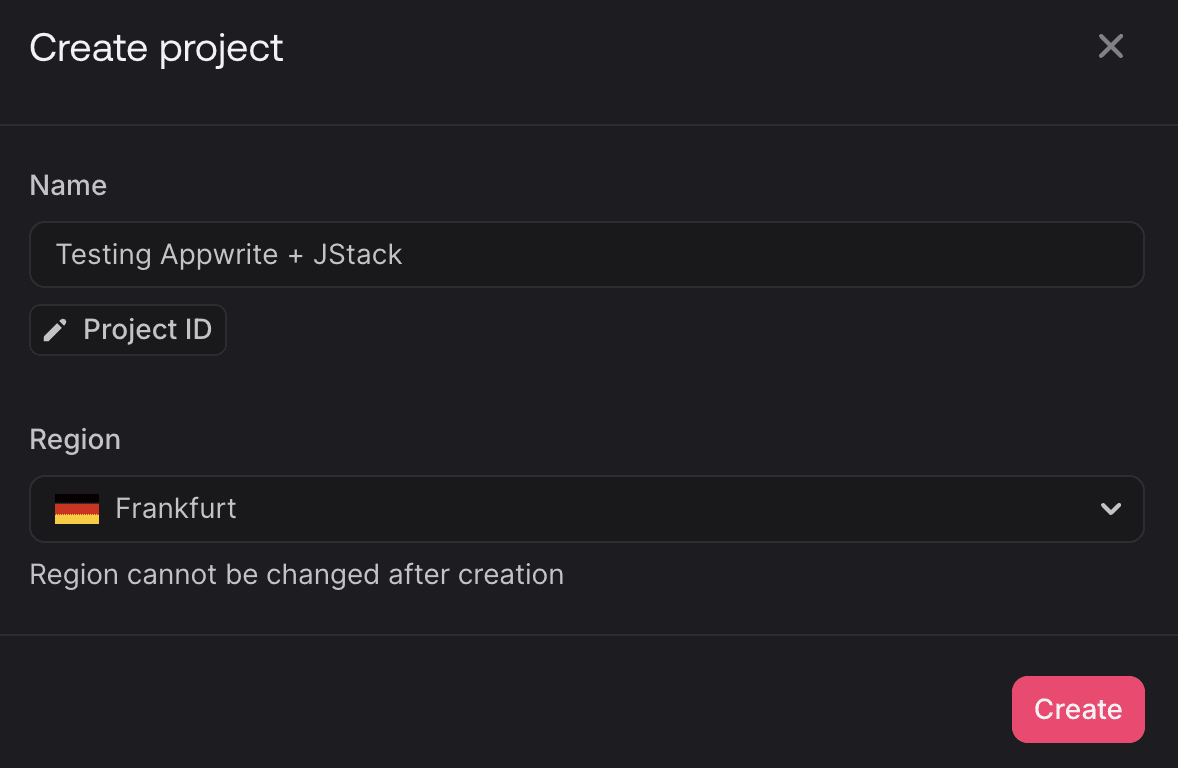 New project model (Appwrite)